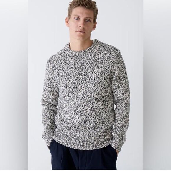 Marled cotton crewneck sweater navy white size small knit - Picture 1 of 8